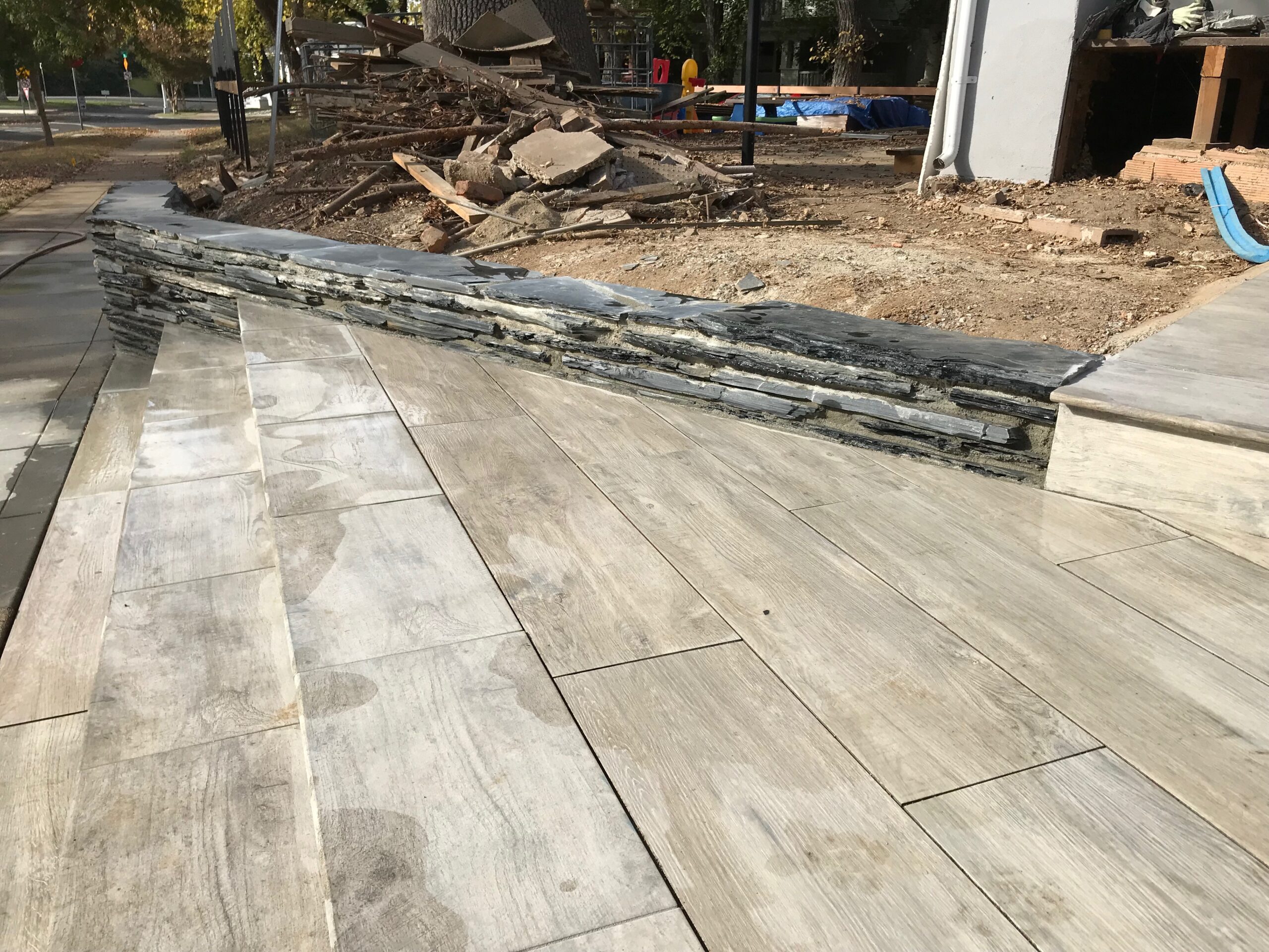 The photo shows the finished concrete work in Fullerton.